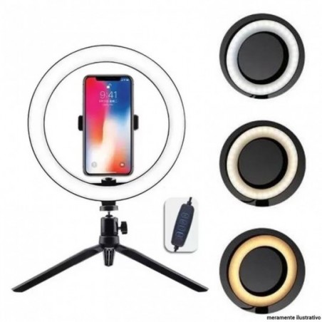 Ring Light 10" Com Triple Mesa Suporte Celular 26 Cm