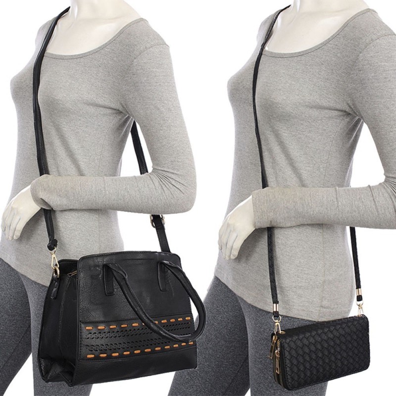 kit Bolsa Tote Média + Carteira Grande Texturizada Oferta