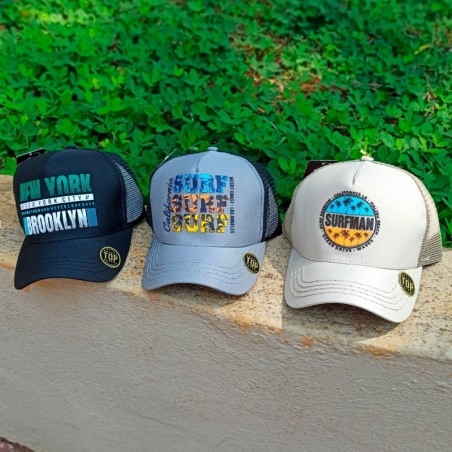 Kit 3 Bonés Masculinos Aba Curva Surf Tela No Atacado
