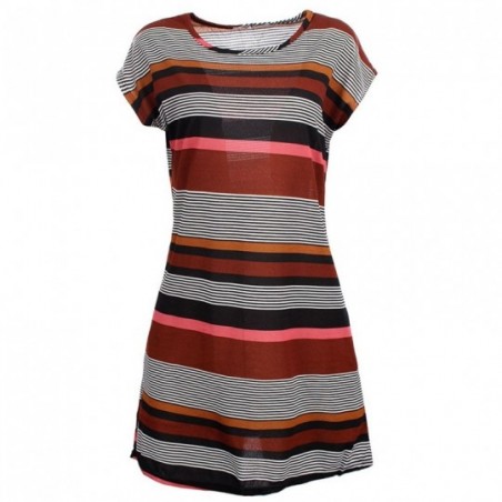 Vestido Feminino Shift Listrado Curto Manga Japonesa Atacado