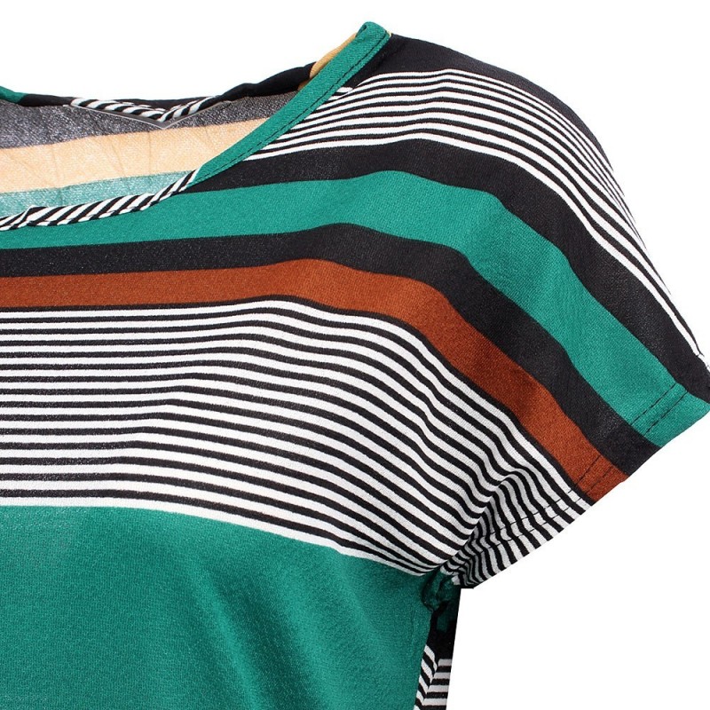 Vestido Feminino Shift Listrado Curto Manga Japonesa Atacado