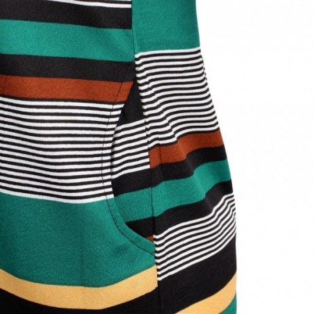 Vestido Feminino Shift Listrado Curto Manga Japonesa Atacado