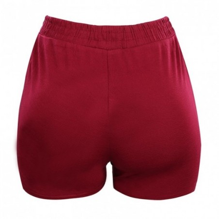 Short Feminino Malha Cós Alto Cores lisas Cordão Bolsos