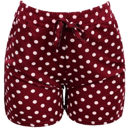 Short Feminino Malha Cós Alto Estampa Bolinhas Cordão Bolsos