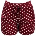 Short Feminino Malha Cós Alto Estampa Bolinhas Cordão Bolsos