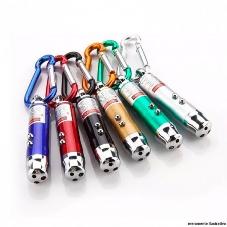 Kit 6 Mini Chaveiros Lanterna Laser 3 em 1 No Atacado