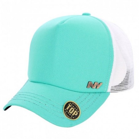 Boné Masculino Trucker Meia Tela Botton NY Com Aba Curva