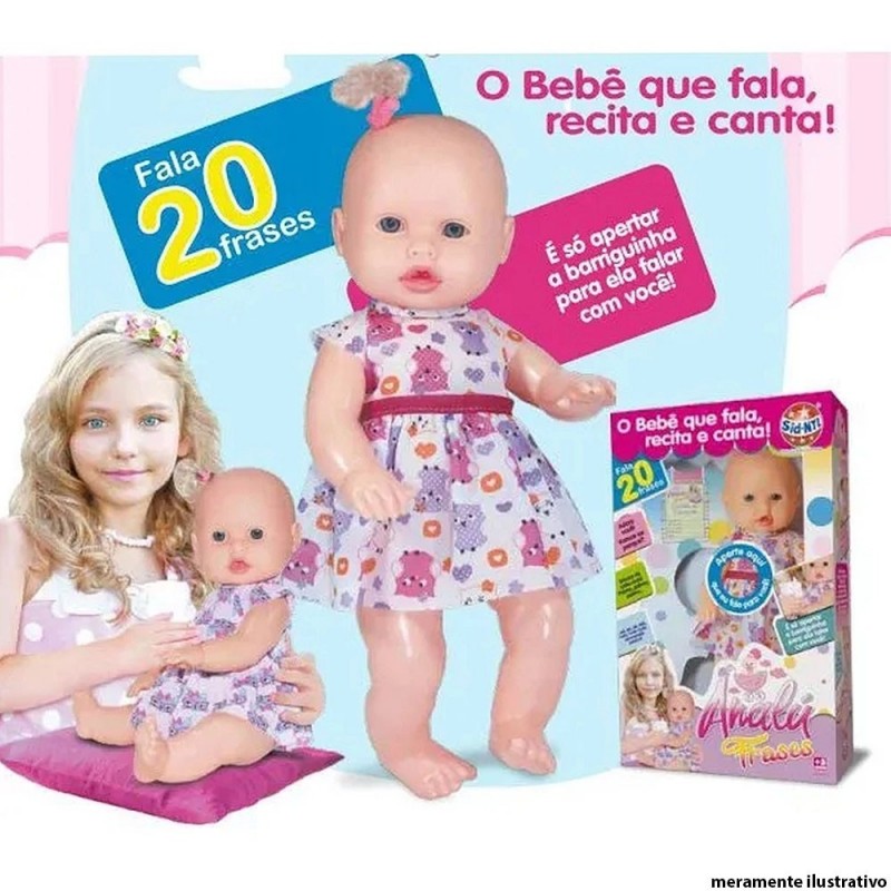Boneca Infantil Analú Fala 20 Frases Com Certidão Sid-nyl