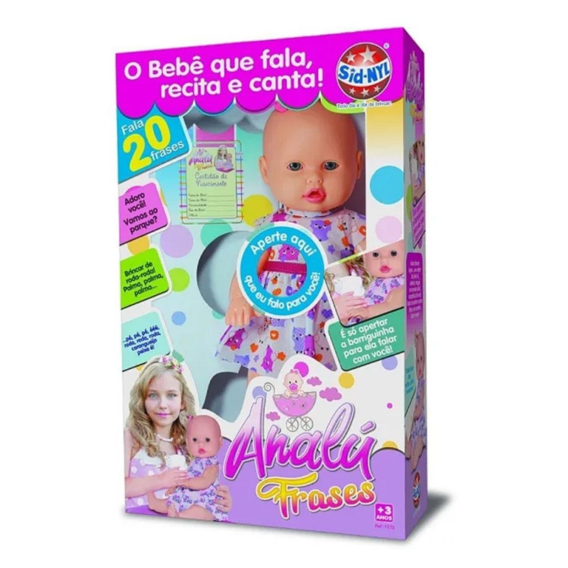 Boneca Infantil Analú Fala 20 Frases Com Certidão Sid-nyl
