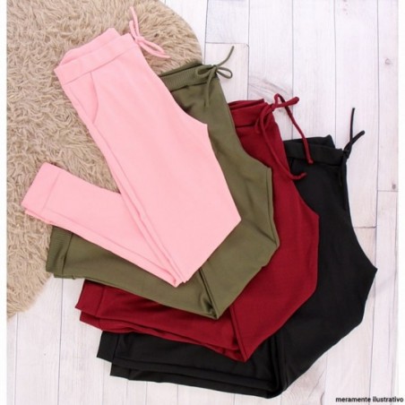 Calça Jogger Feminina De Malha Cores Lisas