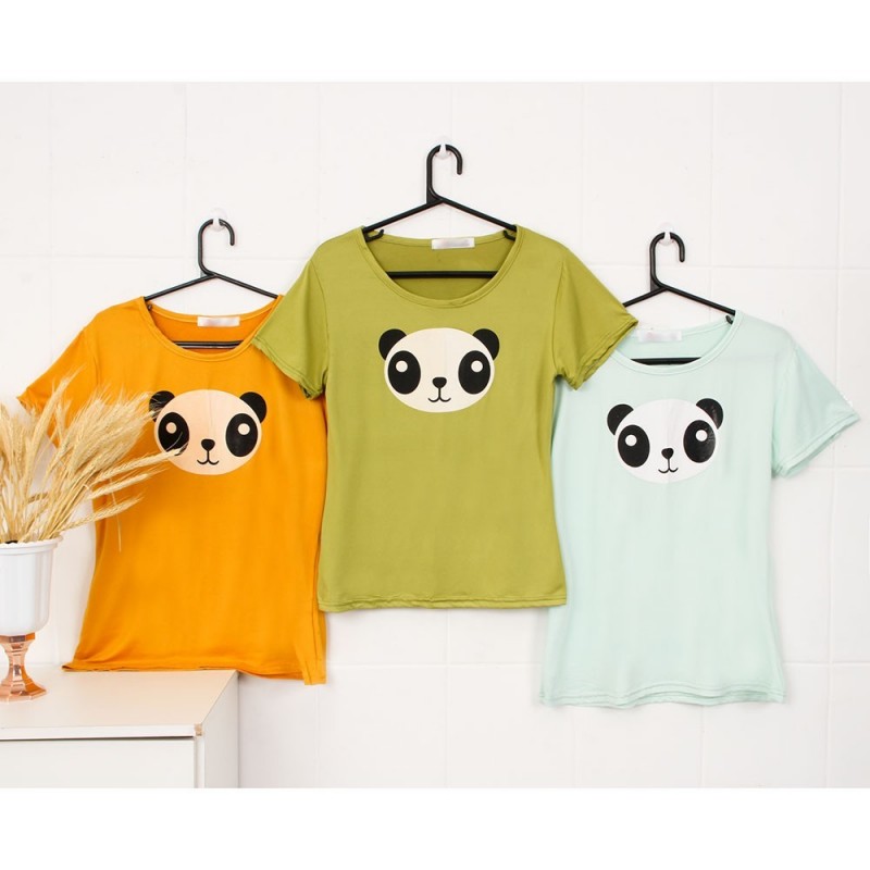 Camiseta Feminina Baby Look Estampa Urso Panda