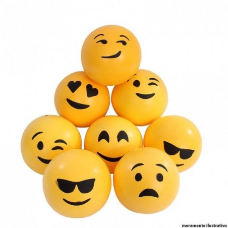 Kit 12 Mini Bolas Infantis Vinil Emotions Emojis Amarelas