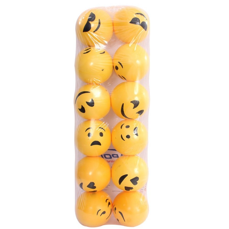 Kit 12 Mini Bolas Infantis Vinil Emotions Emojis Amarelas