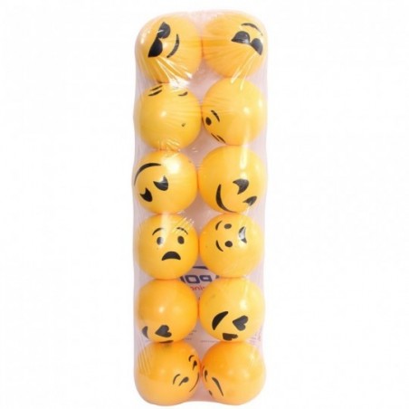 Kit 12 Mini Bolas Infantis Vinil Emotions Emojis Amarelas