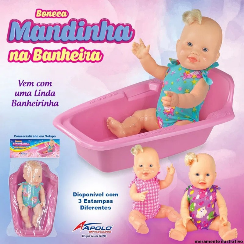 Boneca Infantil Mandinha Na Banheira Apolo No Atacado