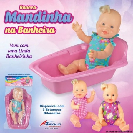 Boneca Infantil Mandinha Na Banheira Apolo No Atacado