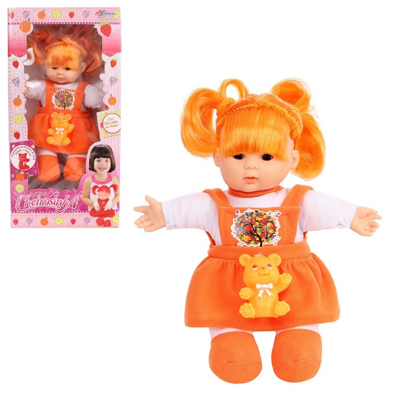 Boneca Infantil Cheirinho Fruta Com Ursinho Apolo 24 Cm