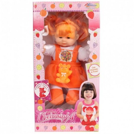 Boneca Infantil Cheirinho Fruta Com Ursinho Apolo 24 Cm