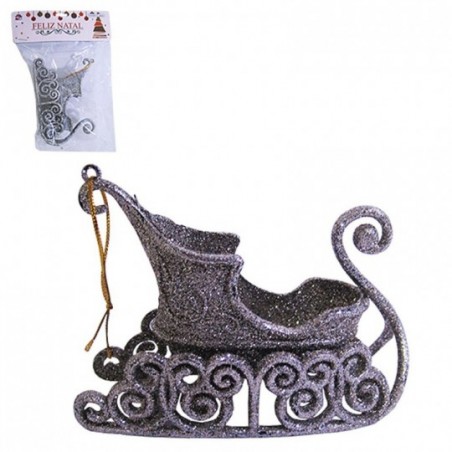 Trenó Com Glitter Pendurar 11 Cm Arvore De Natal