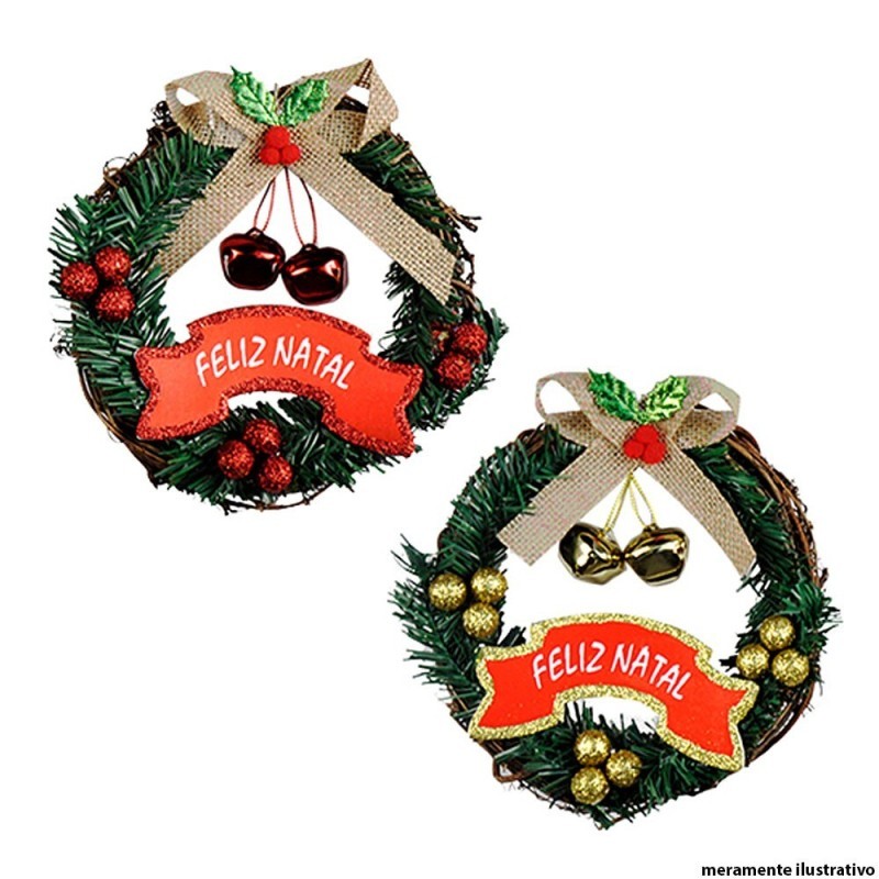 Guirlanda Natalina Com Guizos Merry Christmas 18 Cm