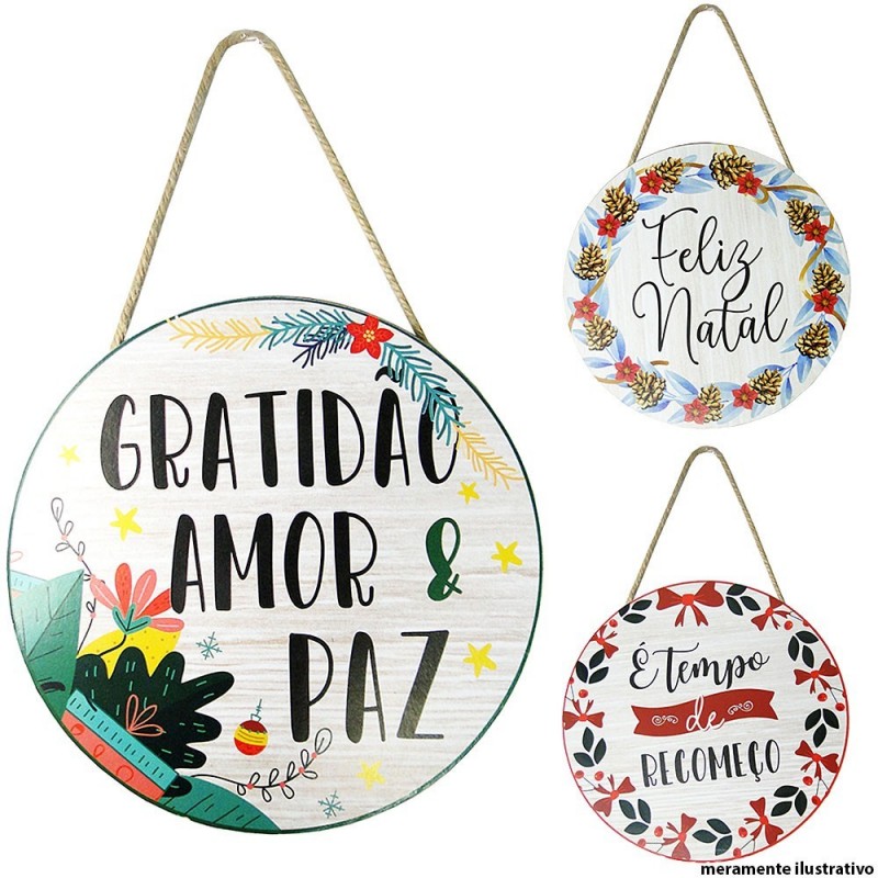 Placa Decorativa MDF Enfeite Frases Natalina Pendurar 20 Cm