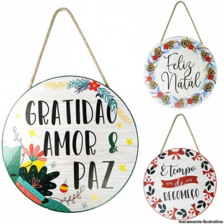 Placa Decorativa MDF Enfeite Frases Natalina Pendurar 20 Cm