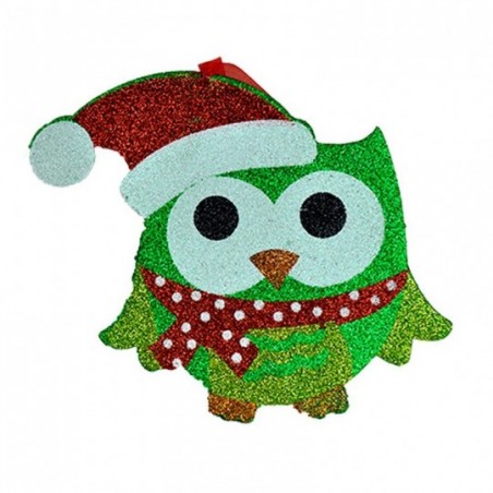 Coruja Cachecol Enfeite Glitter Eva Natal 20 CM Atacado