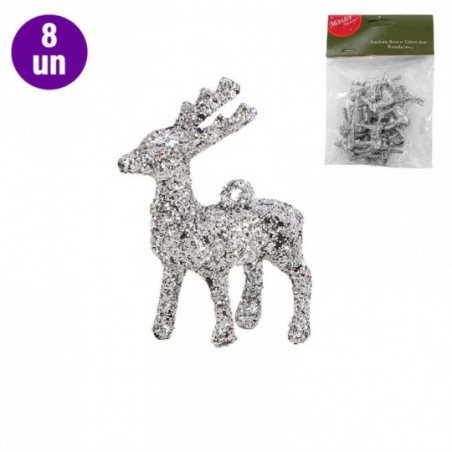 Kit 8 Pendentes De Rena Glitter Metálicas 4 Cm Atacado