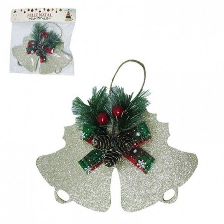 Enfeite Sino Com Pinhas E Pick Metalizado Com Glitter