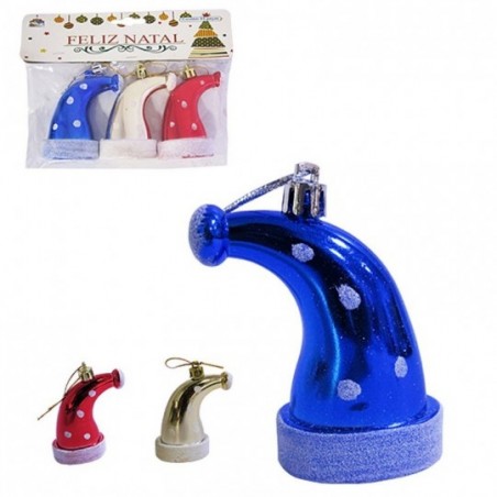 Kit 3 Toucas Metalizadas Natalinas Pendurar Coloridas