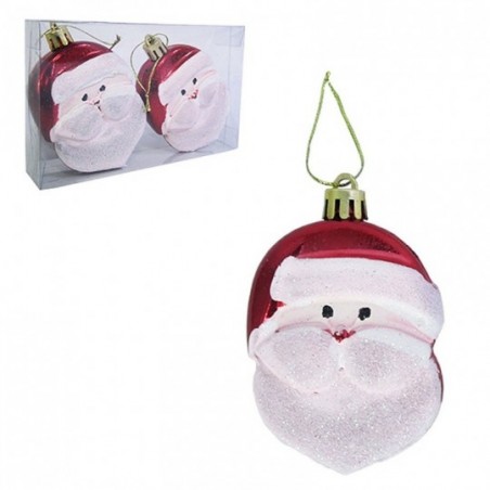 Kit 2 Enfeites Papai Noel Bolacha Glitter Pendurar 9X6 CM
