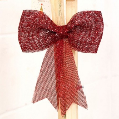 Laço Vinho Ráfia Enfeite Natal Glitter 19X15CM Atacado