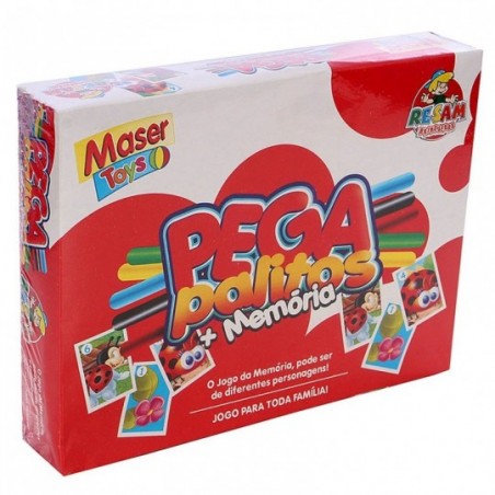 Jogo Infantil Pega Palitos 25 Peças + Jogo Memória 18 Cartas