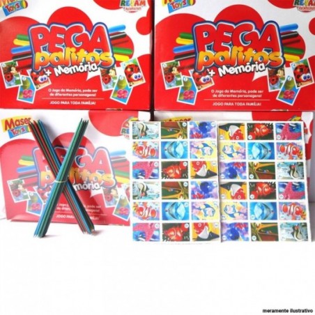 Jogo Infantil Pega Palitos 25 Peças + Jogo Memória 18 Cartas