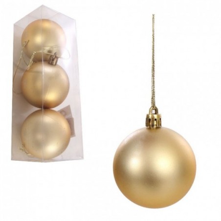 Kit 3 Bolas Natalinas Douradas Foscas Pendurar Árvore Natal