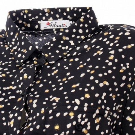 Camisa Feminina Chiffon Social Manga Longa Poá Glitter