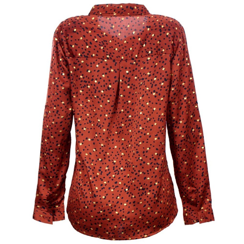 Camisa Feminina Chiffon Social Manga Longa Poá Glitter