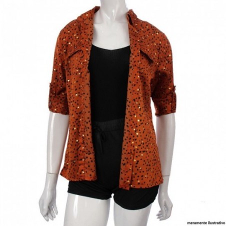 Camisa Feminina Chiffon Social Manga Longa Poá Glitter