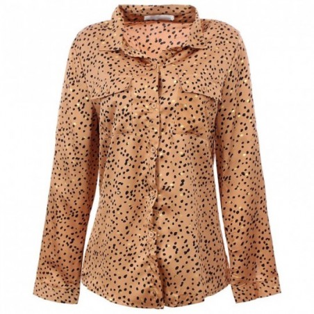 Camisa Feminina Chiffon Social Manga Longa Poá Glitter