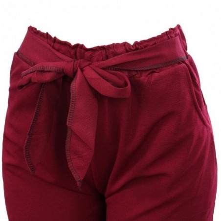 Calça Feminina Pantacourt Lisa Cintura Elástica Amarração
