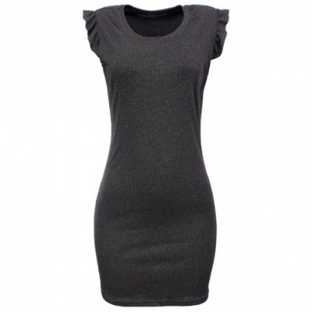 Vestido Feminino Tubinho Canelado Manga Japonesa Cores Lisas