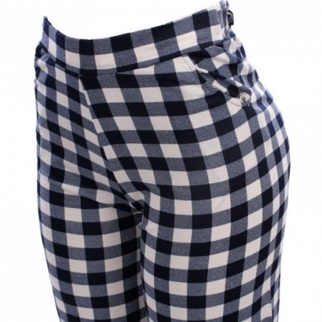 Calça Feminina Pantacourt Xadrez Bolsos Amarração