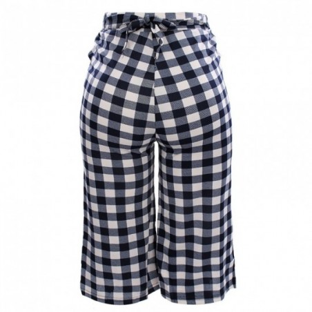 Calça Feminina Pantacourt Xadrez Bolsos Amarração