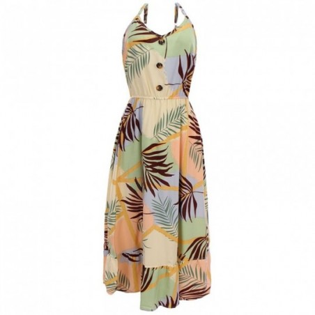 Vestido Feminino Midi Acinturado Floral Alcinha No Atacado