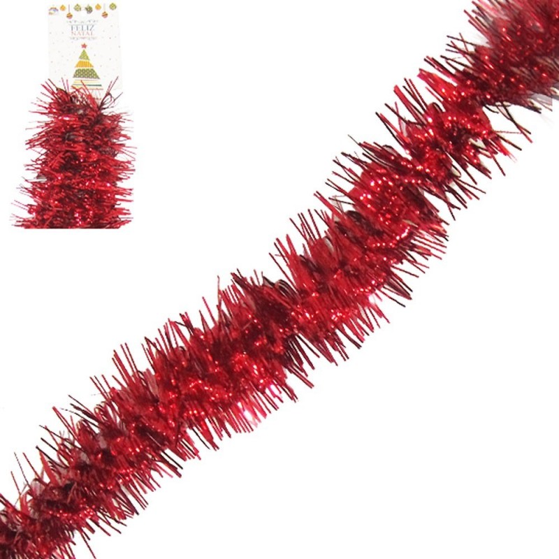 Enfeite Festão Metalizado Vermelho Árvore De Natal 2 Metros