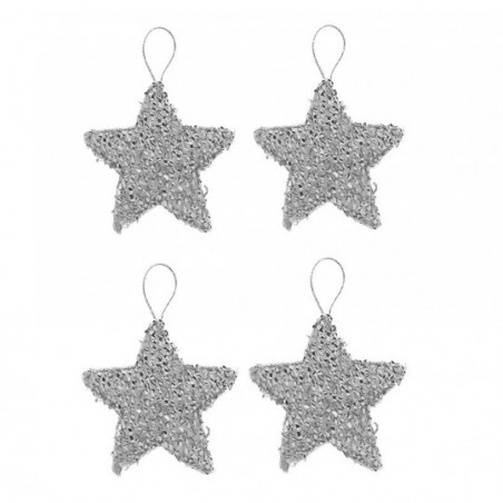 Kit 4 Pendentes Estrela Natal Colorida Brilhante Feltro 6 Cm