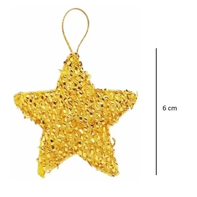 Kit 4 Pendentes Estrela Natal Colorida Brilhante Feltro 6 Cm