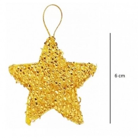 Kit 4 Pendentes Estrela Natal Colorida Brilhante Feltro 6 Cm
