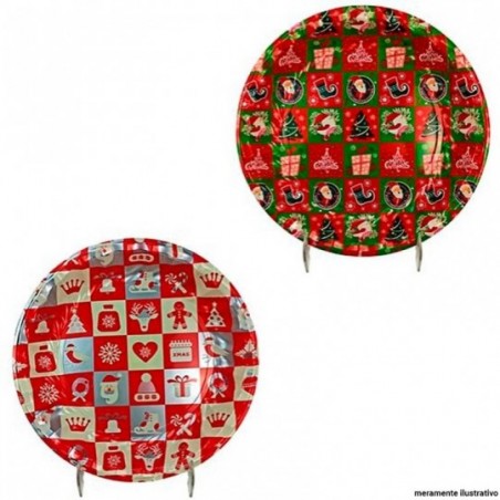 Bandeja Plástica Redonda Estampas Natalinas 33 Cm