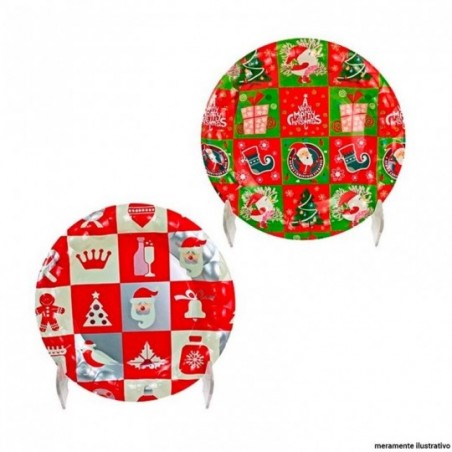 Kit 3 Bandejas Redondas Natalinas Estampada  20 Cm